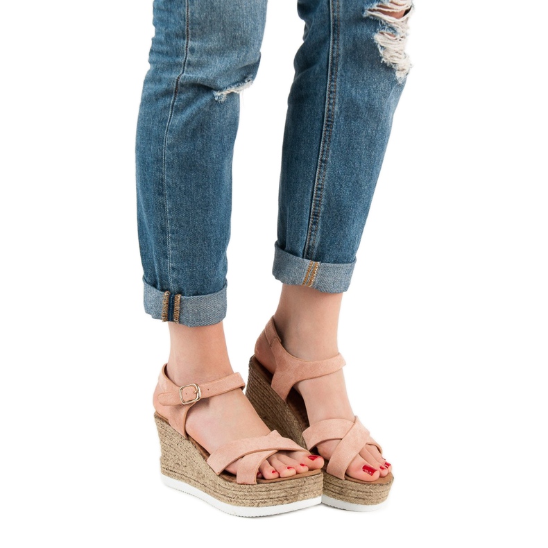 JESSY ROSS Sandály z práškového semiše růžový 1