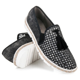 Kylie Prolamované Slipony Espadrilky černá 1