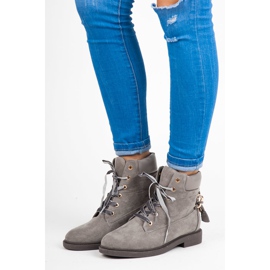 Ideal Shoes Semišové Dělníci Svázané Stuhou šedá 1 Ideal Shoes Semišové Dělníci Svázané Stuhou šedá 1