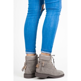 Ideal Shoes Semišové Dělníci Svázané Stuhou šedá 2 Ideal Shoes Semišové Dělníci Svázané Stuhou šedá 2