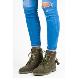 Ideal Shoes Semišové Dělníci Svázané Stuhou zelený 1