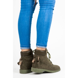 Ideal Shoes Semišové Dělníci Svázané Stuhou zelený 2