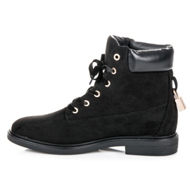 Ideal Shoes Semišové Dělníci Svázané Stuhou černý 1