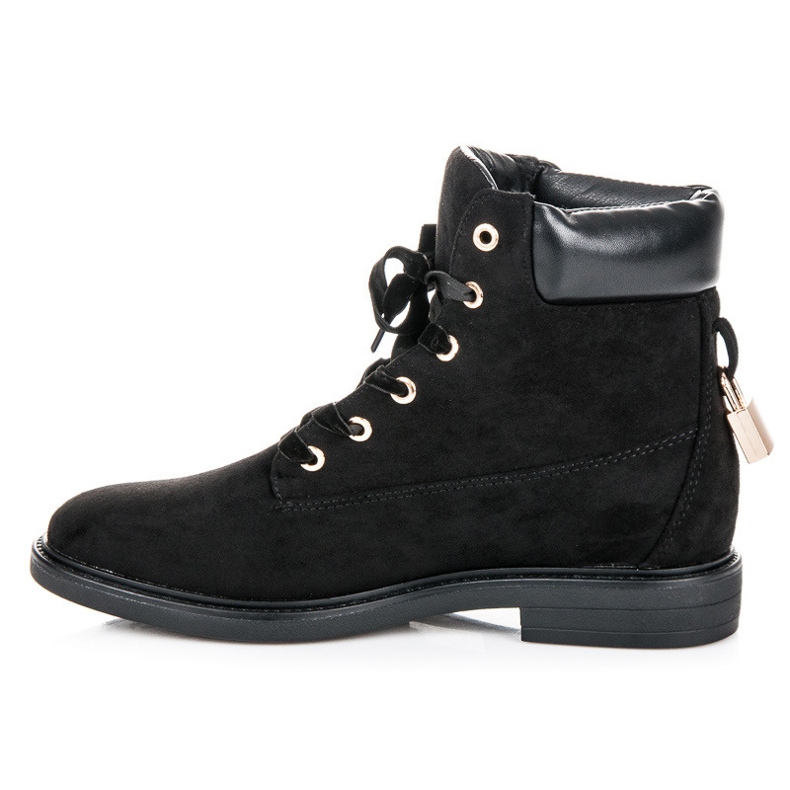 Ideal Shoes Semišové Dělníci Svázané Stuhou černý 1