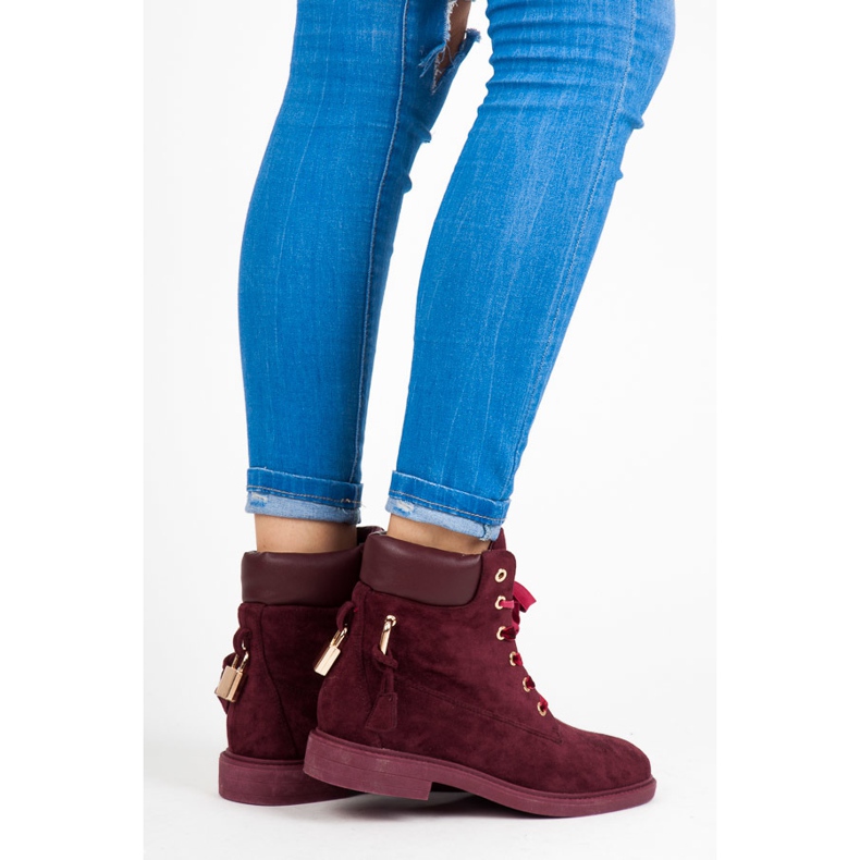 Ideal Shoes Maroon Pracovníci Svázané Stuhou červený 1