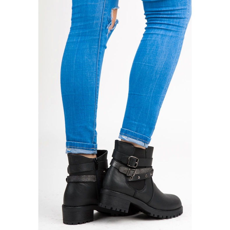 Erynn Chelsea Boty S Přezkami černá 1