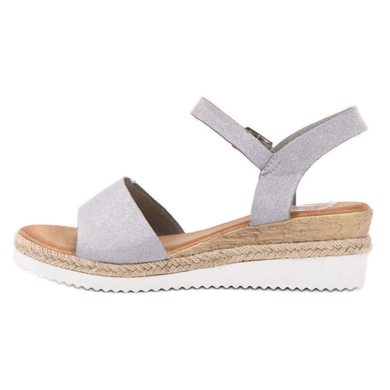 SDS Šedé sandály s třpytkami šedá 2