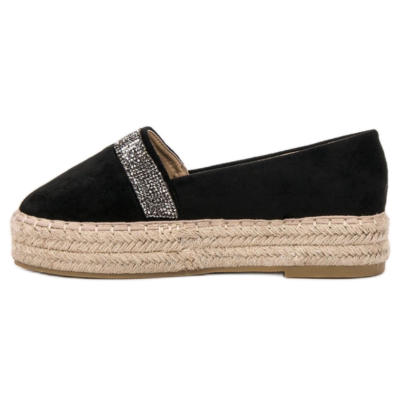 SHELOVET Espadrilky s krystaly černý 1