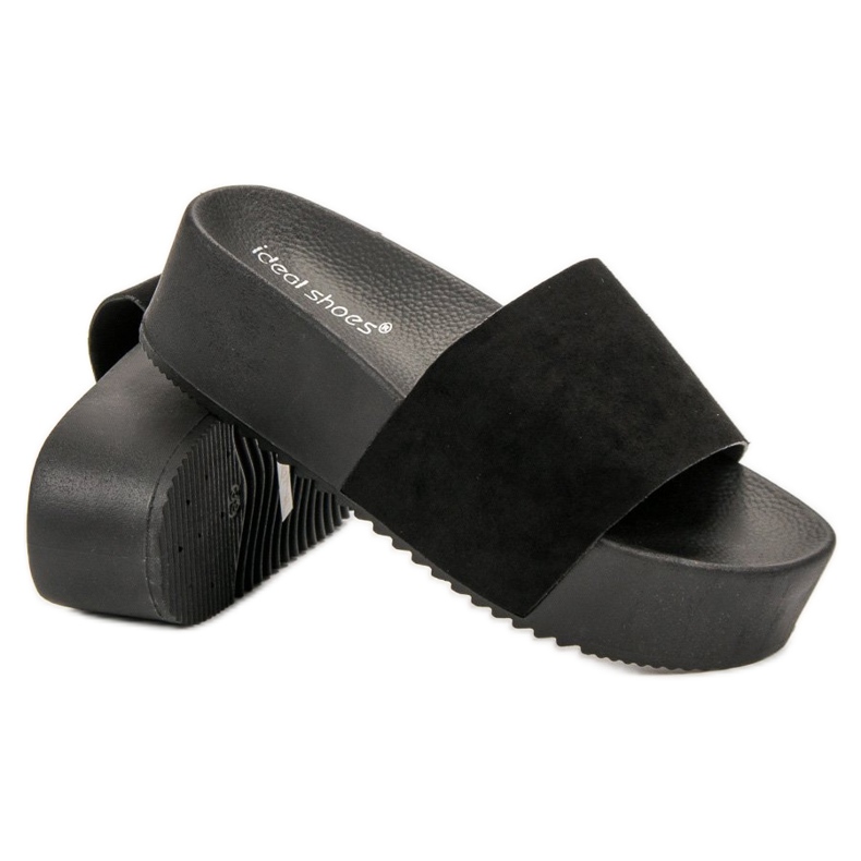 Ideal Shoes Pantofle Na Platformě černá 1