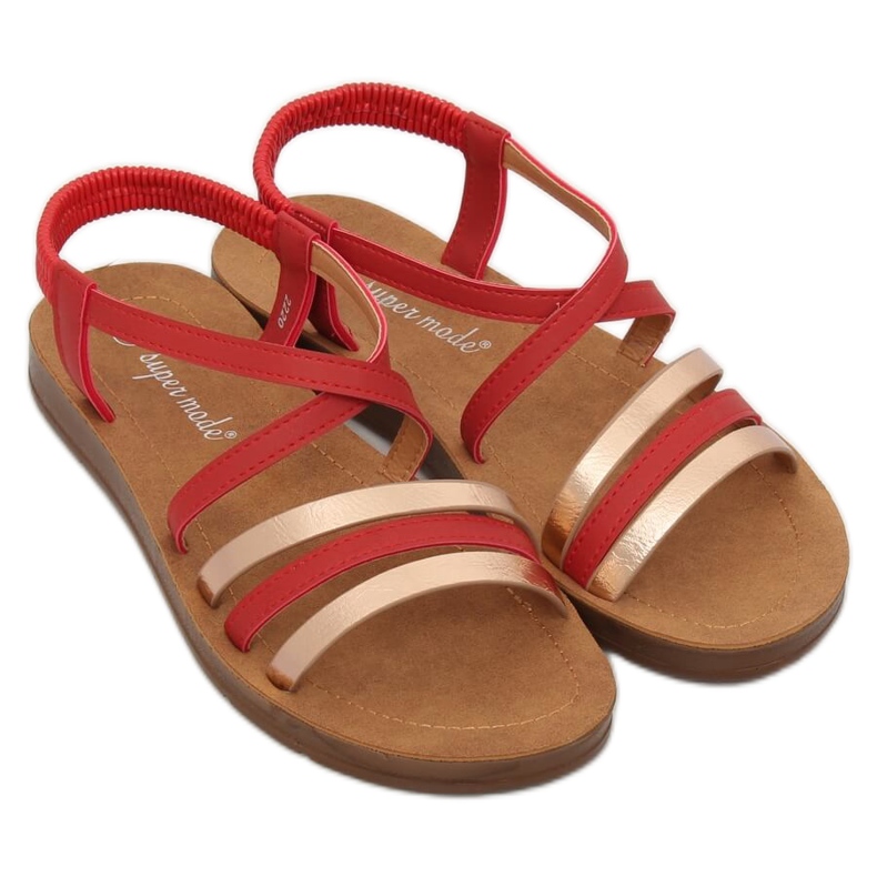 Červené dámské sandály 2220 Red červený 1