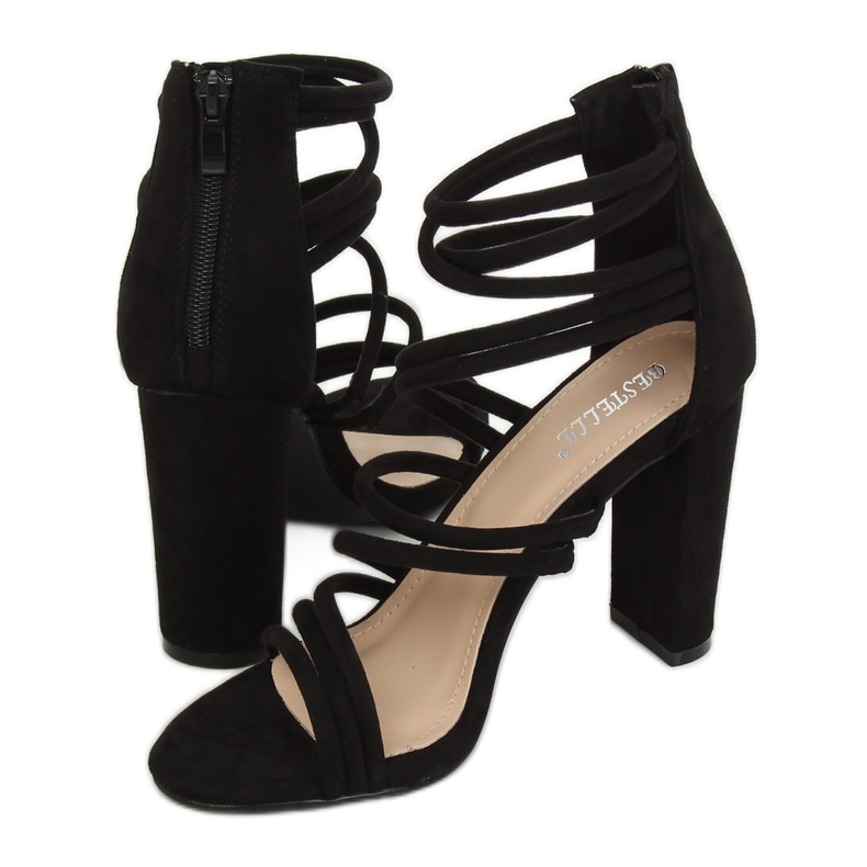 Černé sandály na vysokém podpatku AT-0662-L Black černý 2