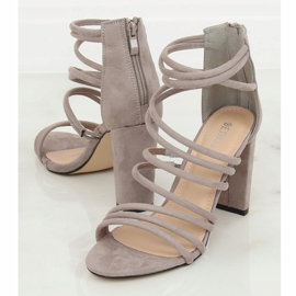 Šedé sandály na vysokém podpatku AT-0662-L Grey šedá 2 Šedé sandály na vysokém podpatku AT-0662-L Grey šedá 2