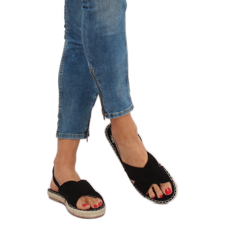 Espadrilky černé sandály YJ-2M12 Black černý 1