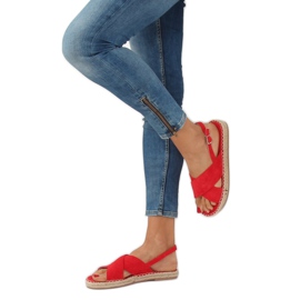 Červené espadrilky sandály YJ-2M12 Red 1