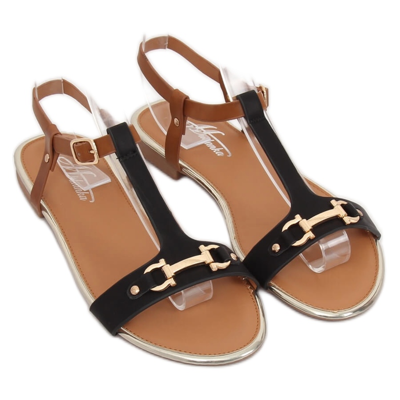 Černé dámské sandály 127-97 Black hnědý černá 1