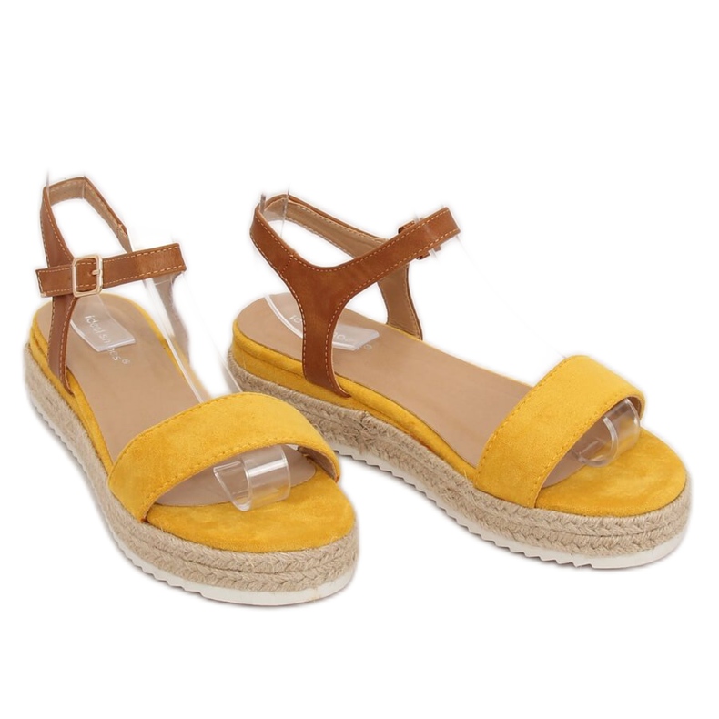 Espadrilky žluté sandály Y-8224 Yellow hnědý žluť 2