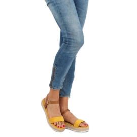 Espadrilky žluté sandály Y-8224 Yellow hnědý žluť 1