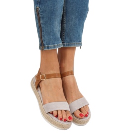 Šedé espadrilové sandály Y-8224 Grey hnědý šedá 1 Šedé espadrilové sandály Y-8224 Grey hnědý šedá 1