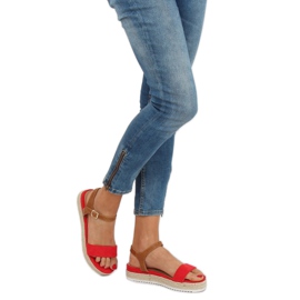 Červené espadrilky sandály Y-8224 Red hnědý červený 1