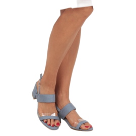 Modré sandály na vysokém podpatku 660-1 / SA-2 Blue modrý 1 Modré sandály na vysokém podpatku 660-1 / SA-2 Blue modrý 1