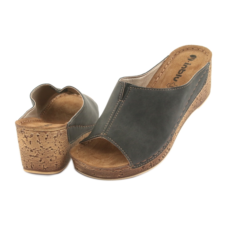 Dámské pantofle klínové Inblu NG002 černohnědé vícebarevný 4