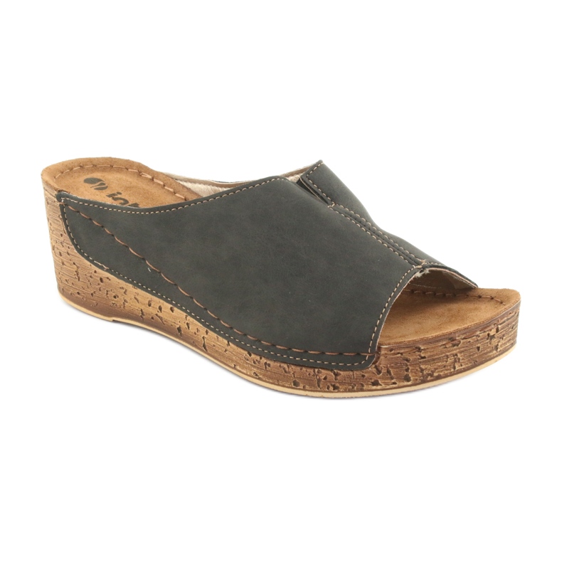 Dámské pantofle klínové Inblu NG002 černohnědé vícebarevný 1