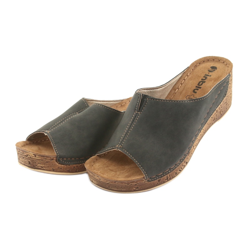 Dámské pantofle klínové Inblu NG002 černohnědé vícebarevný 3