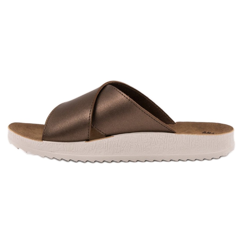 SHELOVET Papuče z ekologické kůže hnědý 1