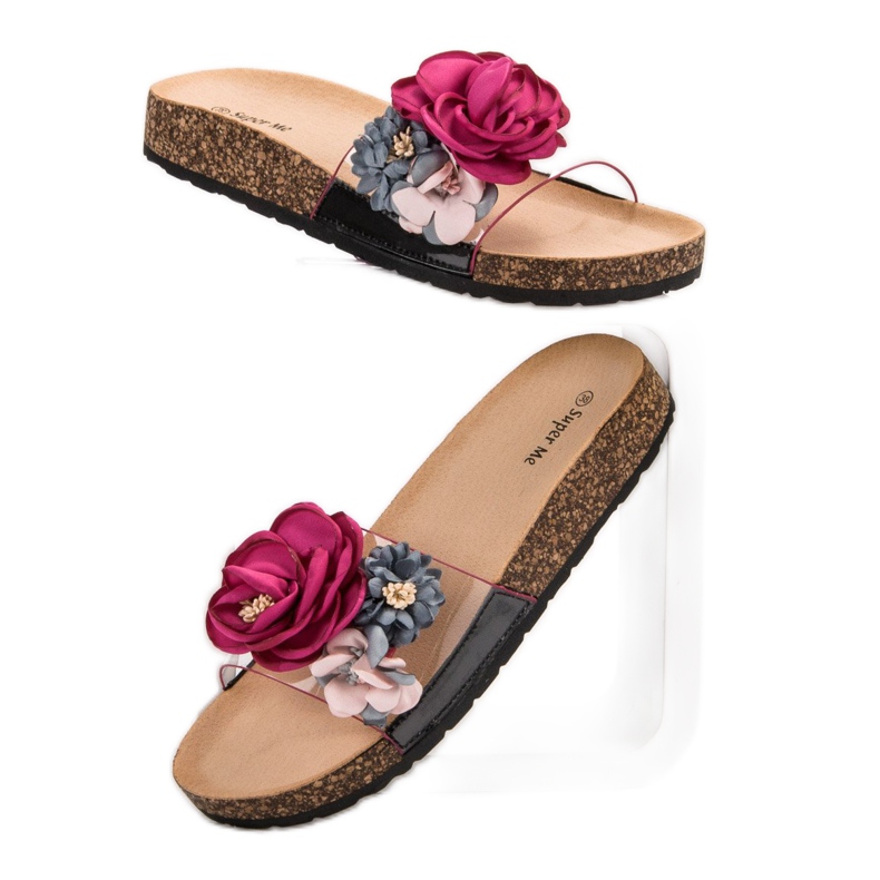 Super Me Pantofle S Květinami fialový vícebarevný 1 Super Me Pantofle S Květinami fialový vícebarevný 1