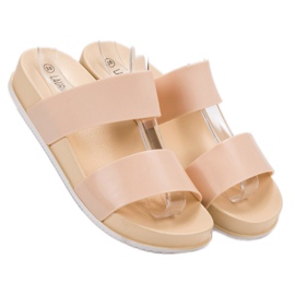 Laura Mode Béžové gumové pantofle béžový 1 Laura Mode Béžové gumové pantofle béžový 1