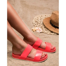 Laura Mode Korálové gumové pantofle červené 2