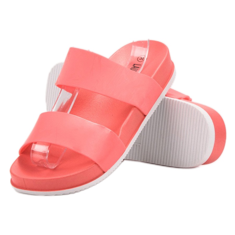 Laura Mode Korálové gumové pantofle červené 1