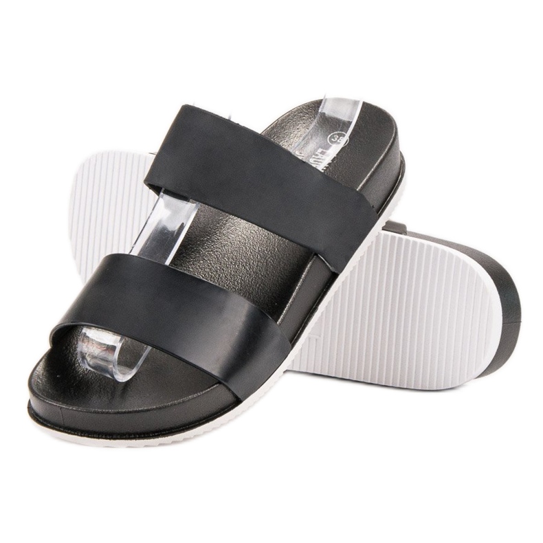 Laura Mode Černé gumové pantofle černá 1 Laura Mode Černé gumové pantofle černá 1