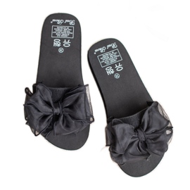 Best Shoes Pěnové pantofle s mašlí černý 2