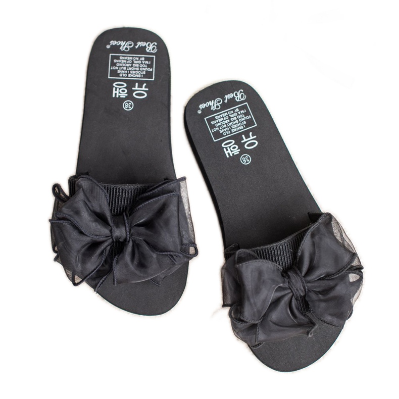 Best Shoes Pěnové pantofle s mašlí černý 2