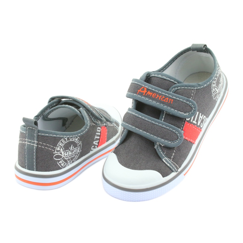 Tenisky na suchý zip American Club v šedých džínách bílý oranžový šedá 4 Tenisky na suchý zip American Club v šedých džínách bílý oranžový šedá 4