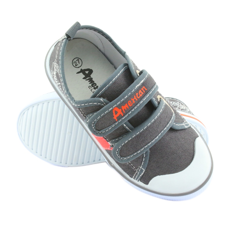 Tenisky na suchý zip American Club v šedých džínách bílý oranžový šedá 3 Tenisky na suchý zip American Club v šedých džínách bílý oranžový šedá 3