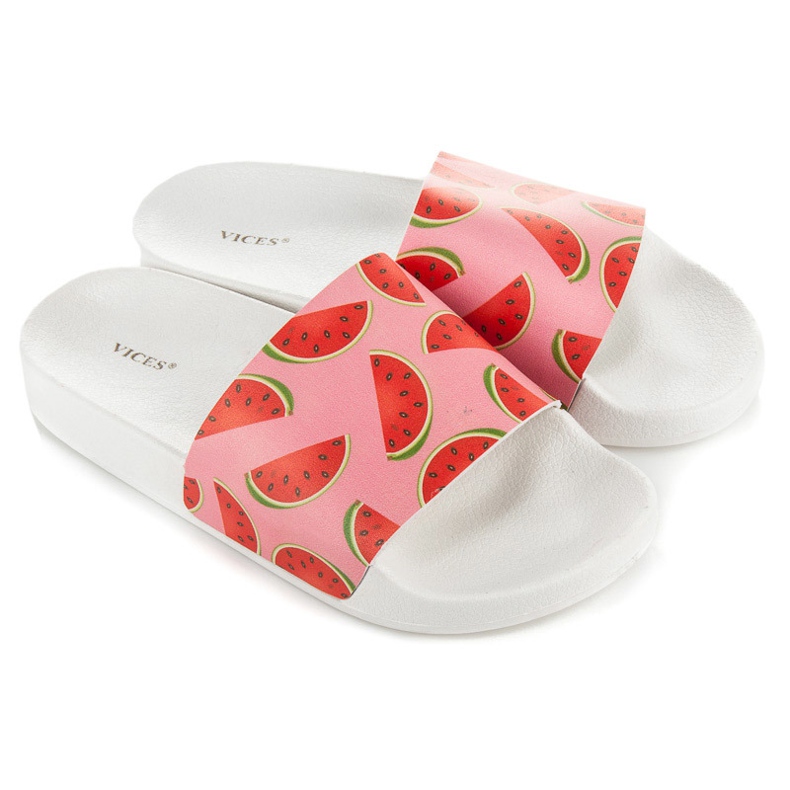 Vices Pantofle s melounem bílý červené růžový 1
