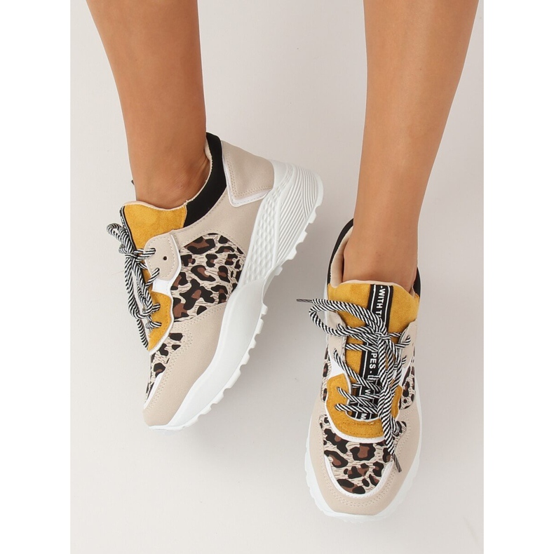 Béžová sportovní obuv BL170P Leopard Print béžový hnědý žlutá 2