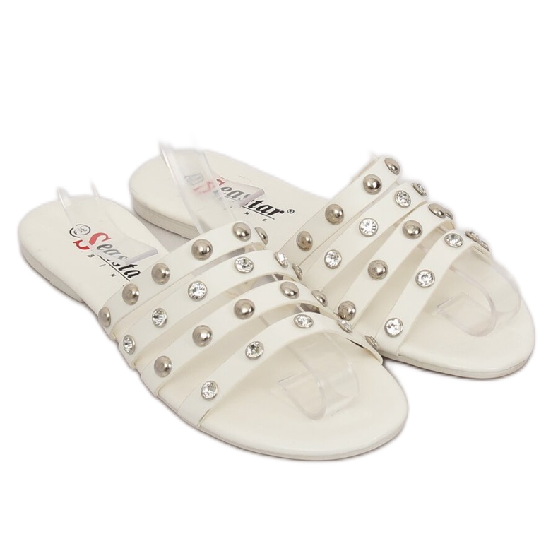 Bílé dámské pantofle DD83P White bílý 1 Bílé dámské pantofle DD83P White bílý 1