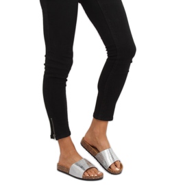 Stříbrné dámské stříbrné pantofle PK44491 Silver šedá 2