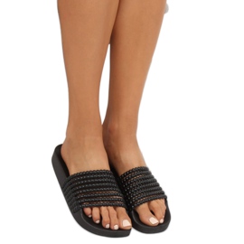 Černé pantofle G301 černé s korálky černá 1