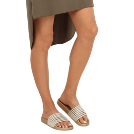 G301 Zlaté pantofle s korálky zlatý 2