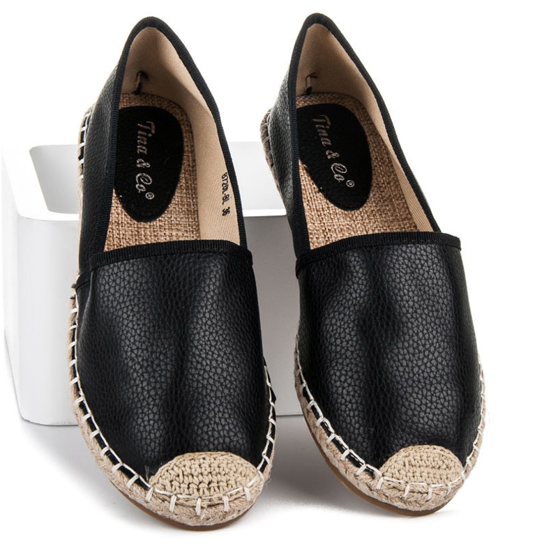 Tina&Co Navlékací espadrilky s eko kůží černý 1