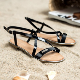 Anesia Paris Lakované ploché sandály černá 1