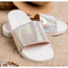 Sweet Shoes Pantofle S Krystaly bílý šedá 1