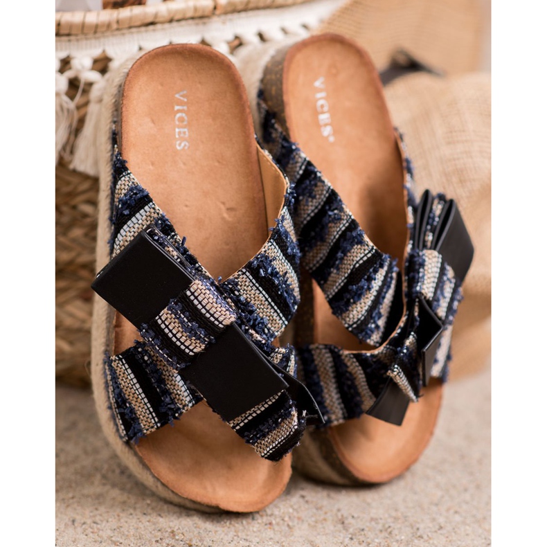 Vices Textilní pantofle na platformě černá 2