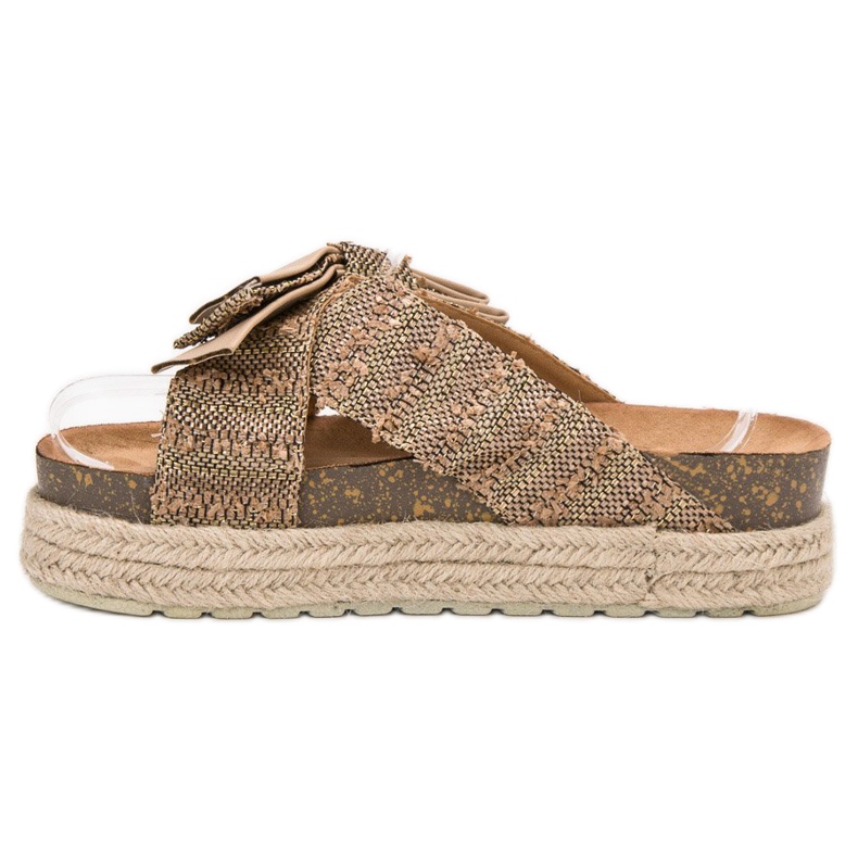 Vices Textilní pantofle na platformě hnědý 1