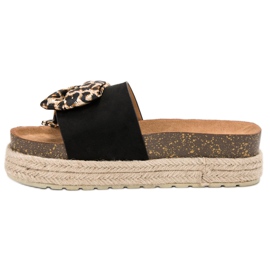 Vices Módní pantofle se zvířecím potiskem černá 1