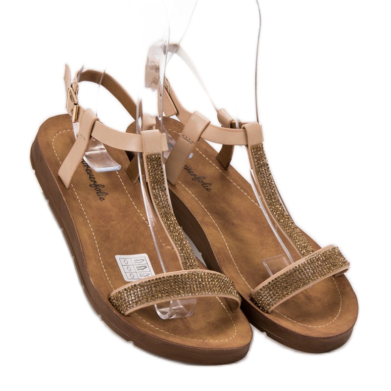 Forever Folie Sandály s kubickým zirkonem hnědý 1